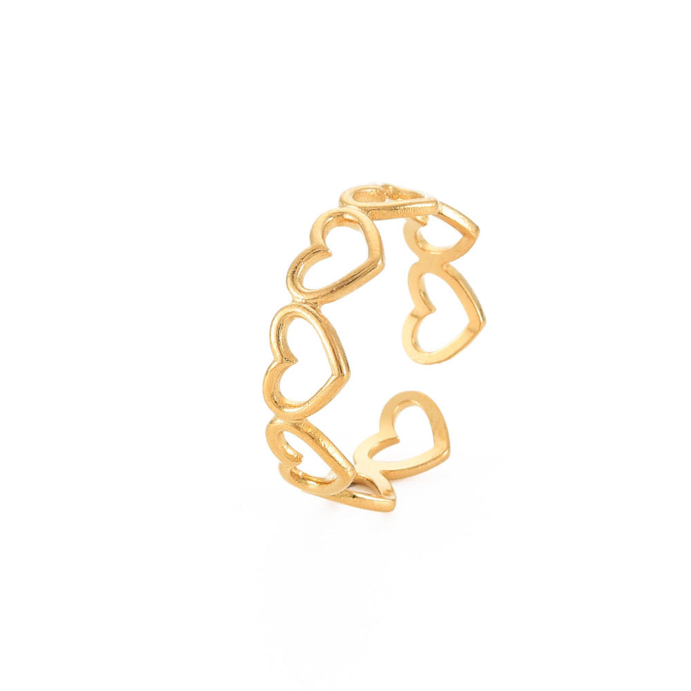 adjustable gold heart ring