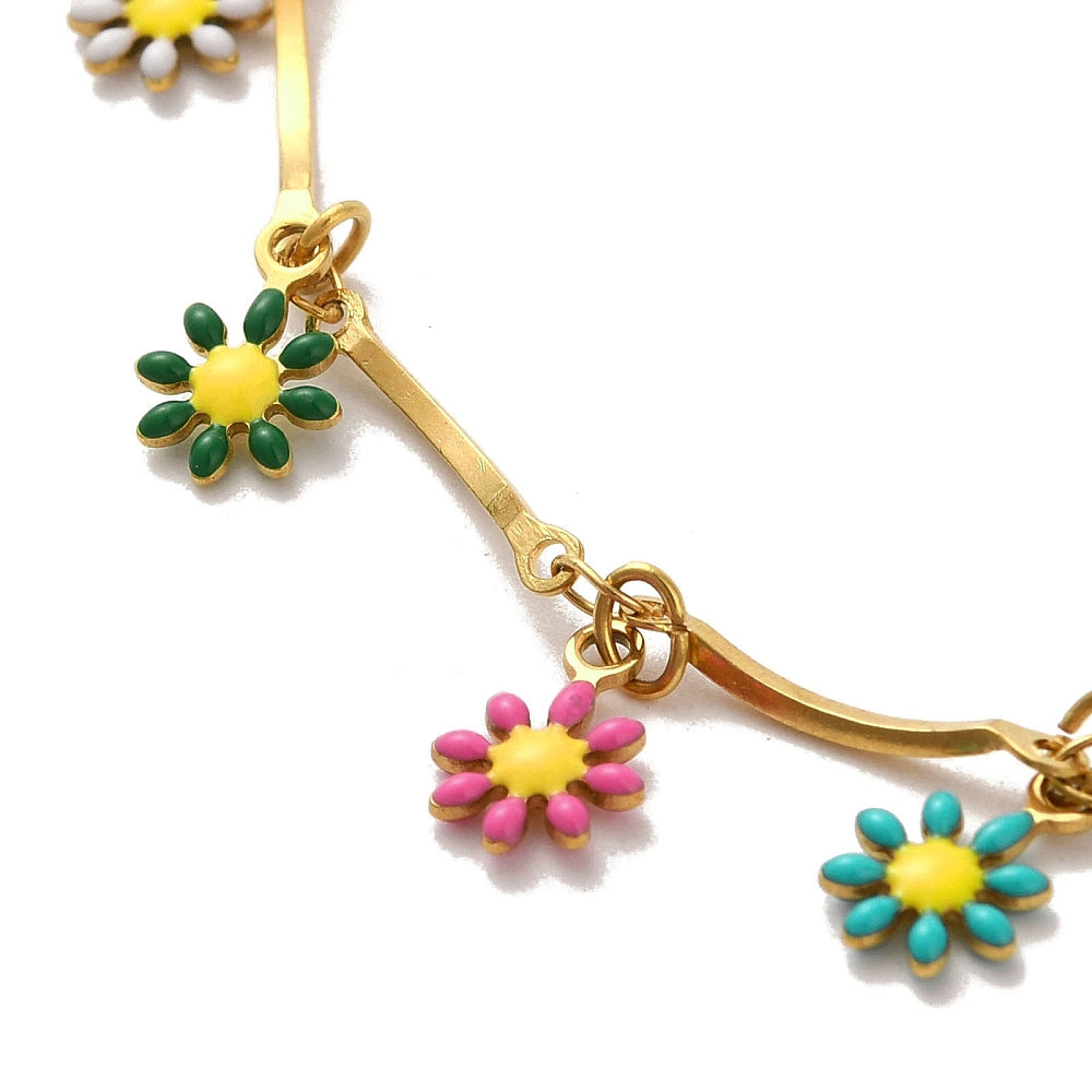 gold necklace with flower charms