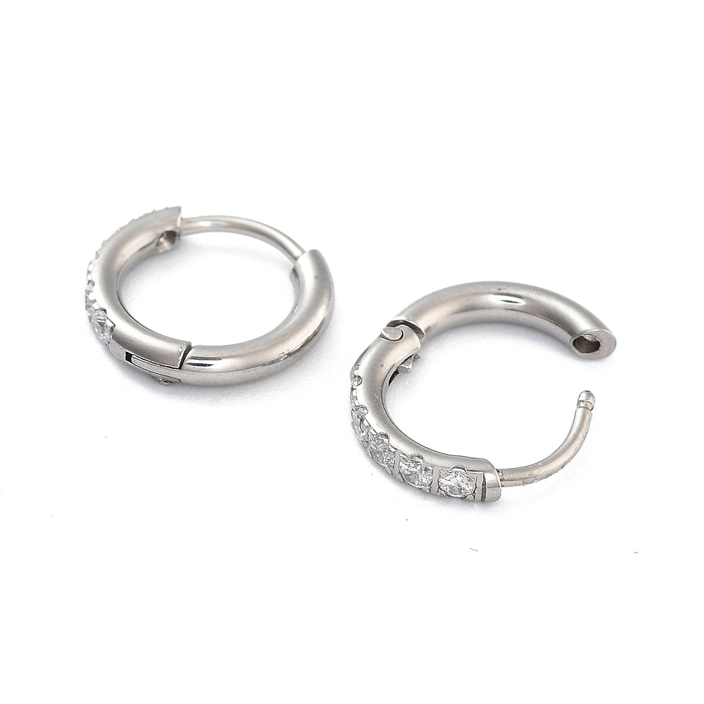 Crystal Hoops Silver