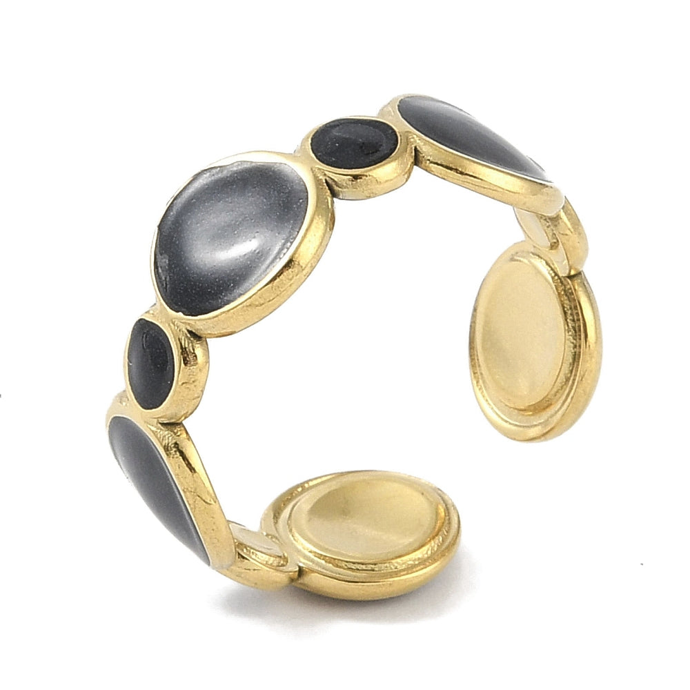 gold ring with black enamel