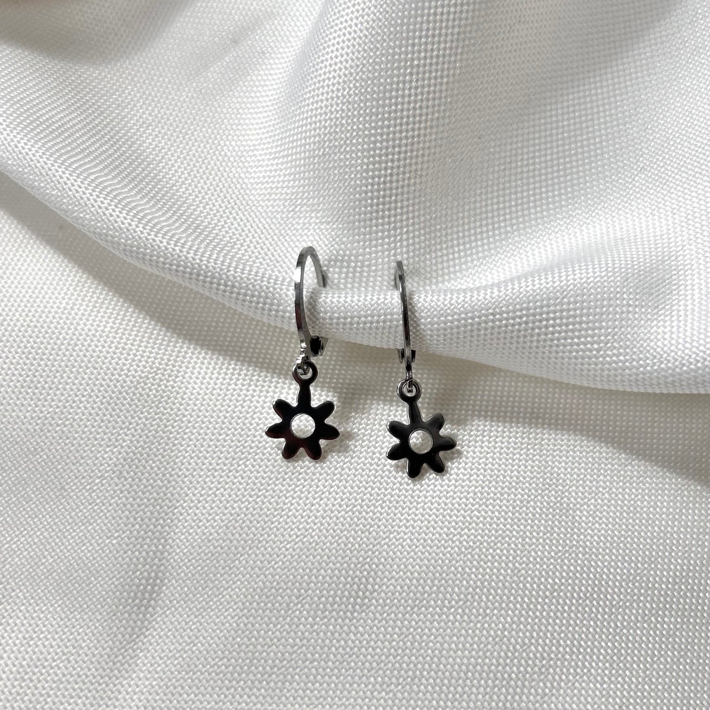 silver flower earrings