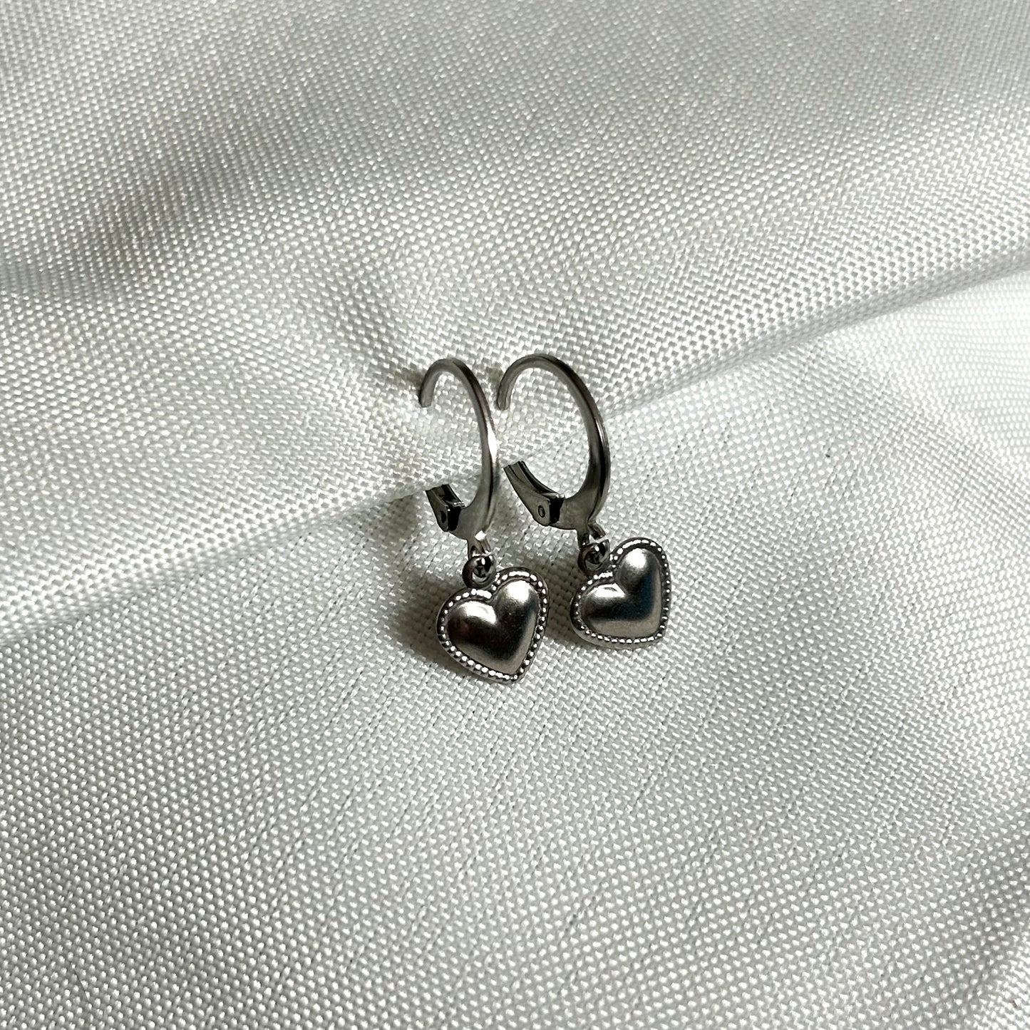 silver heart earrings