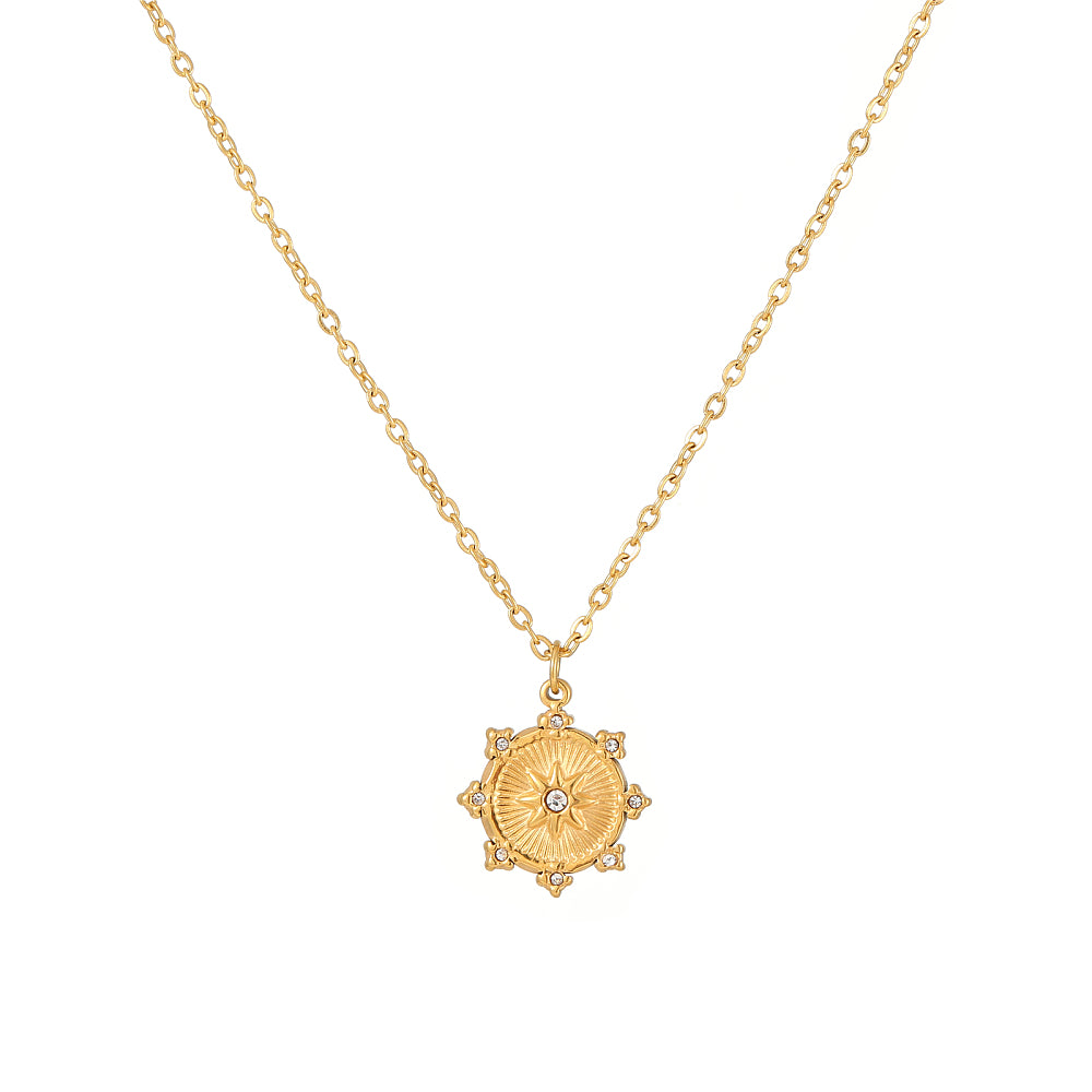 gold necklace with crystal design