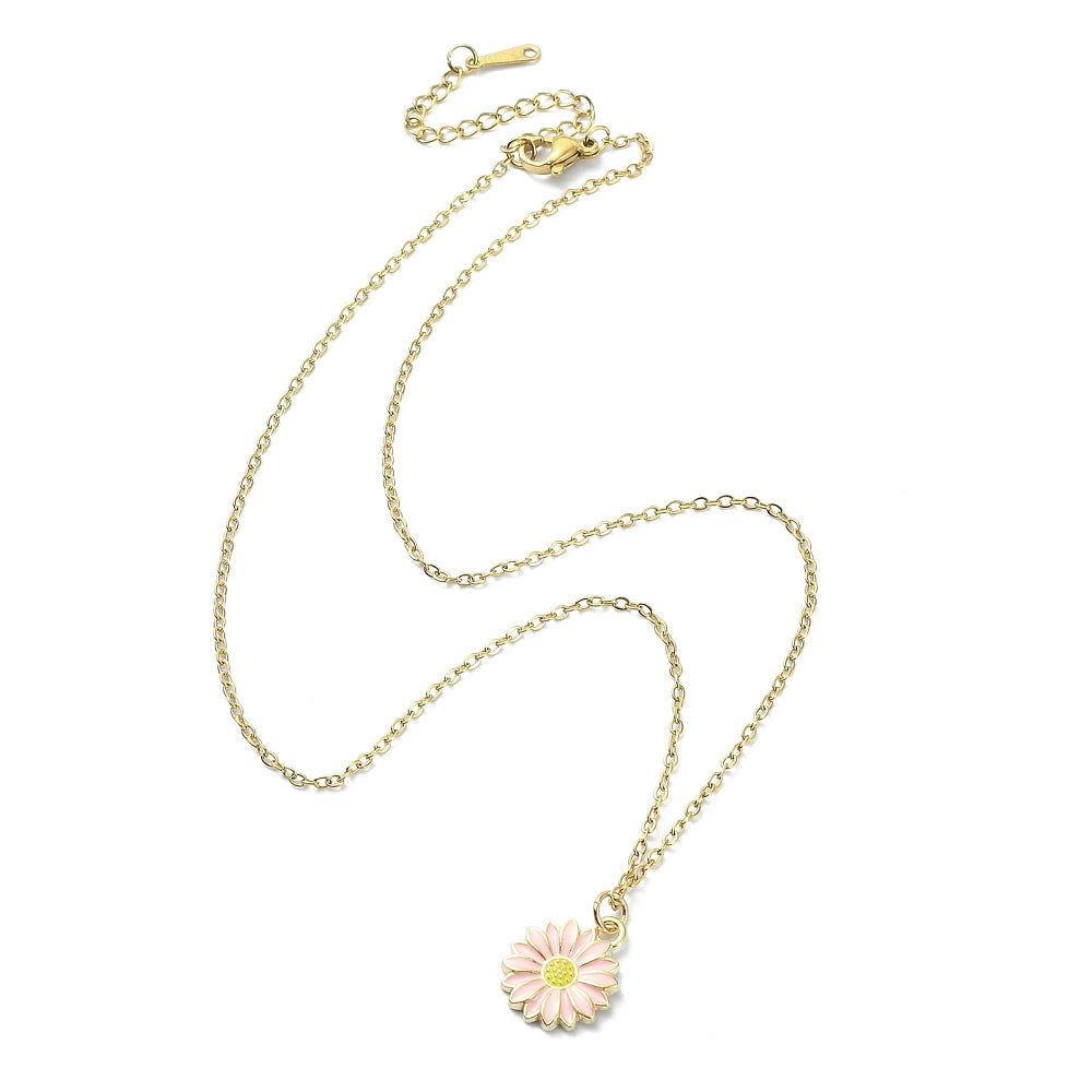 Colorful Flower Necklace Gold