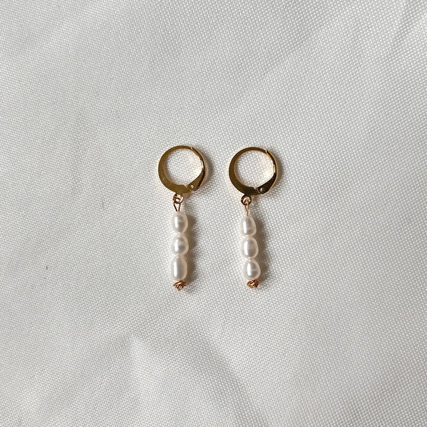 gold hoops with freshwater pearls