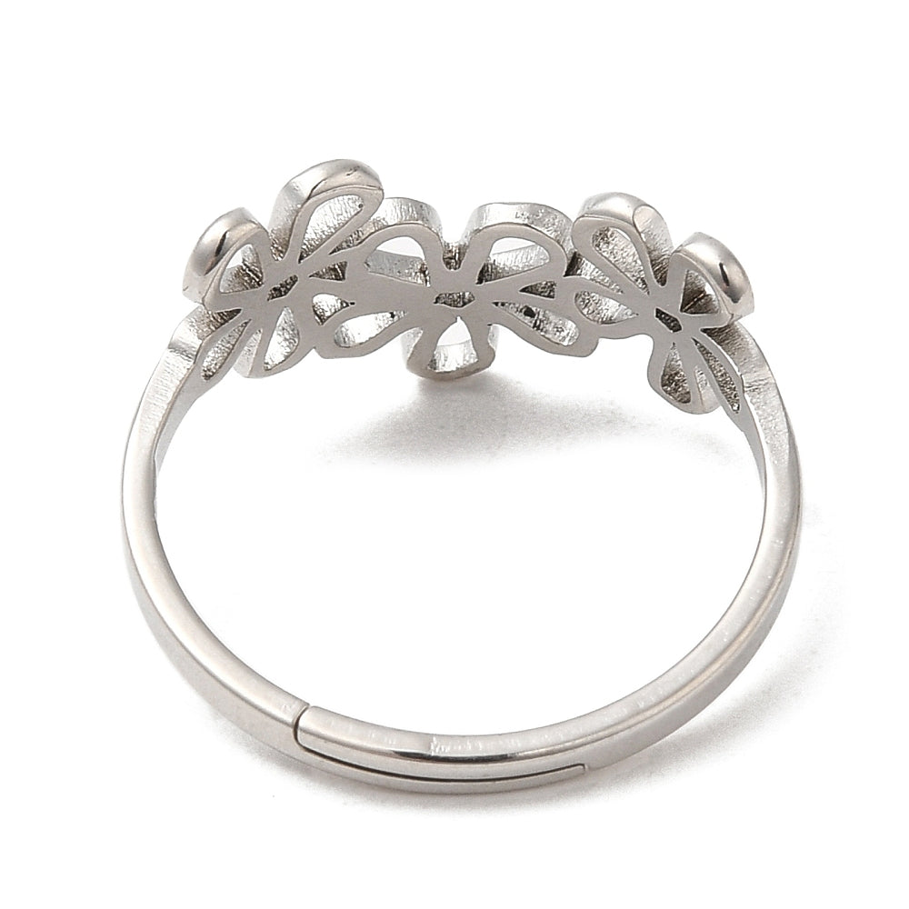 adjustable silver flower ring