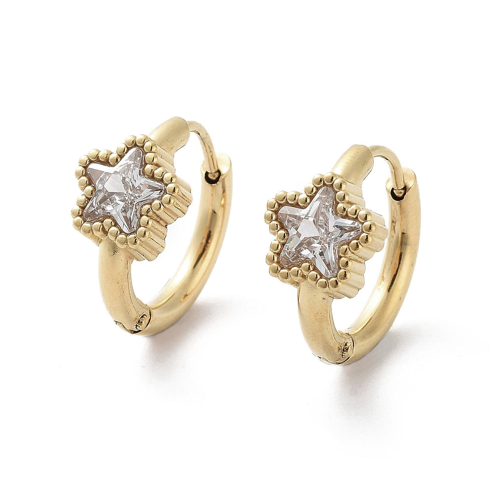 crystal star hoops gold