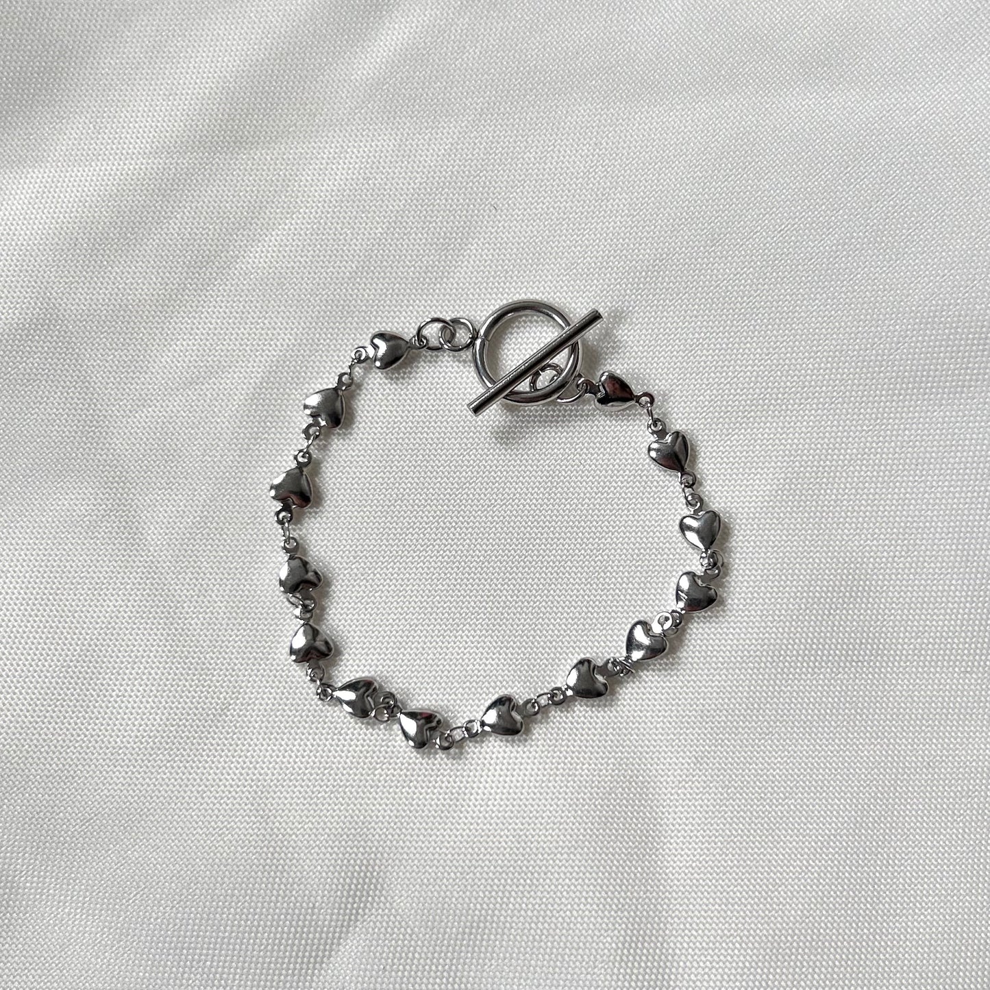 stainless steel silver heart bracelet