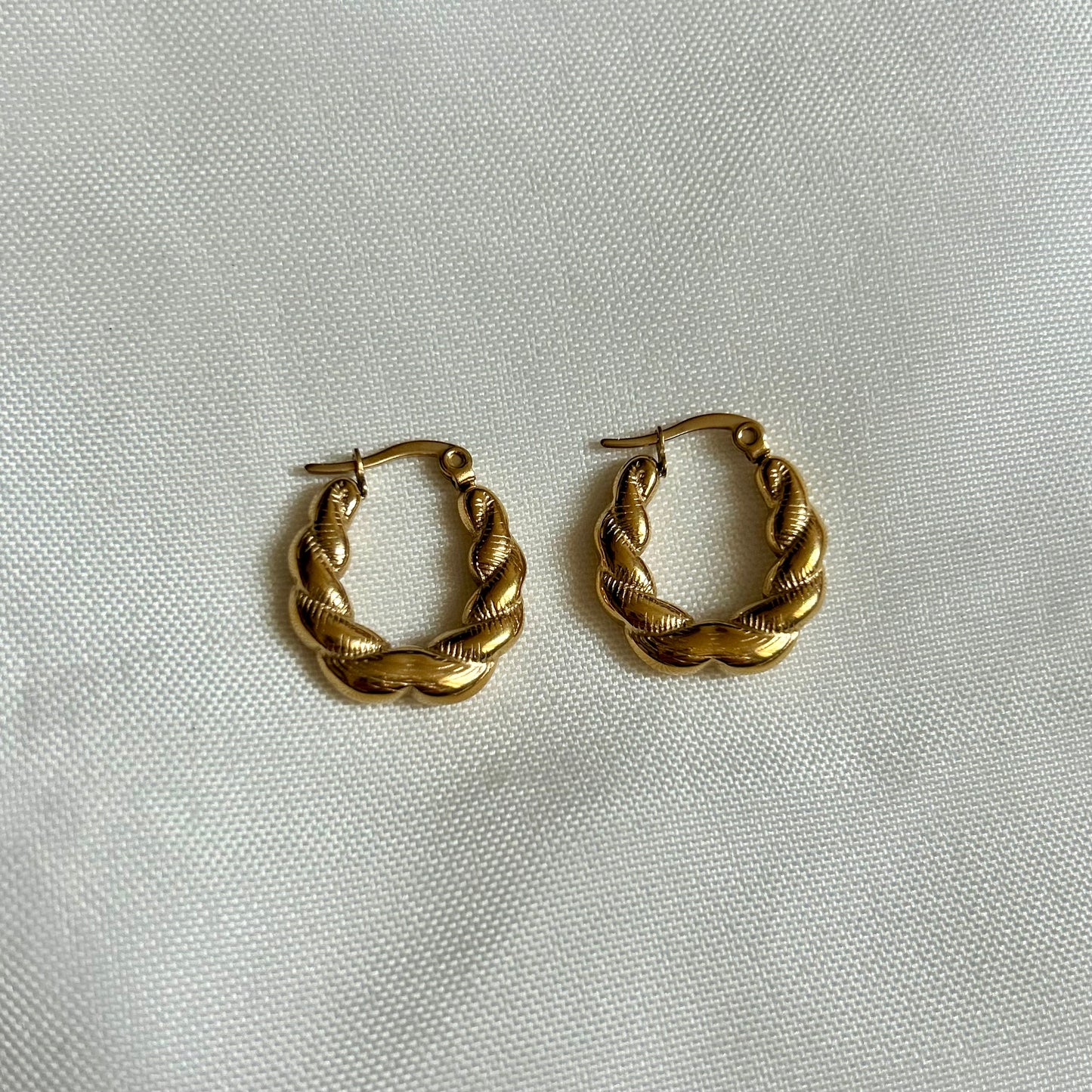gold twisted croissant hoops