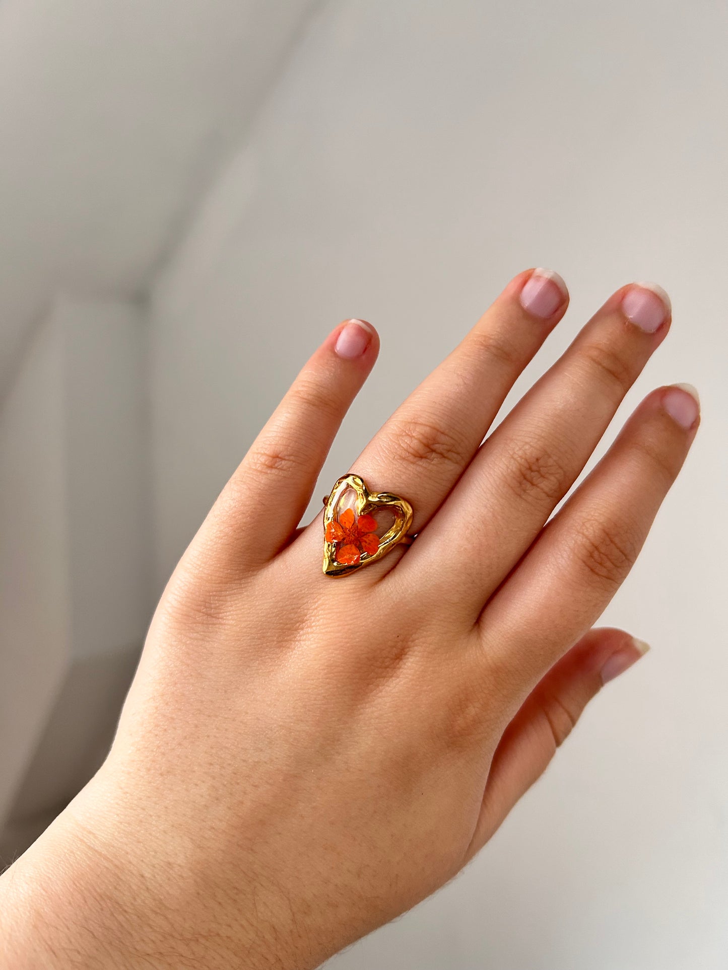 Heart Flower Ring Silver