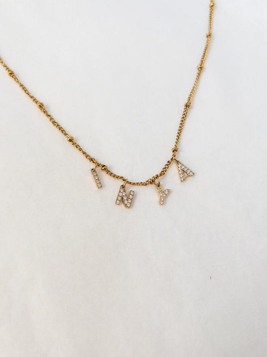 custom name necklace with crystal initials