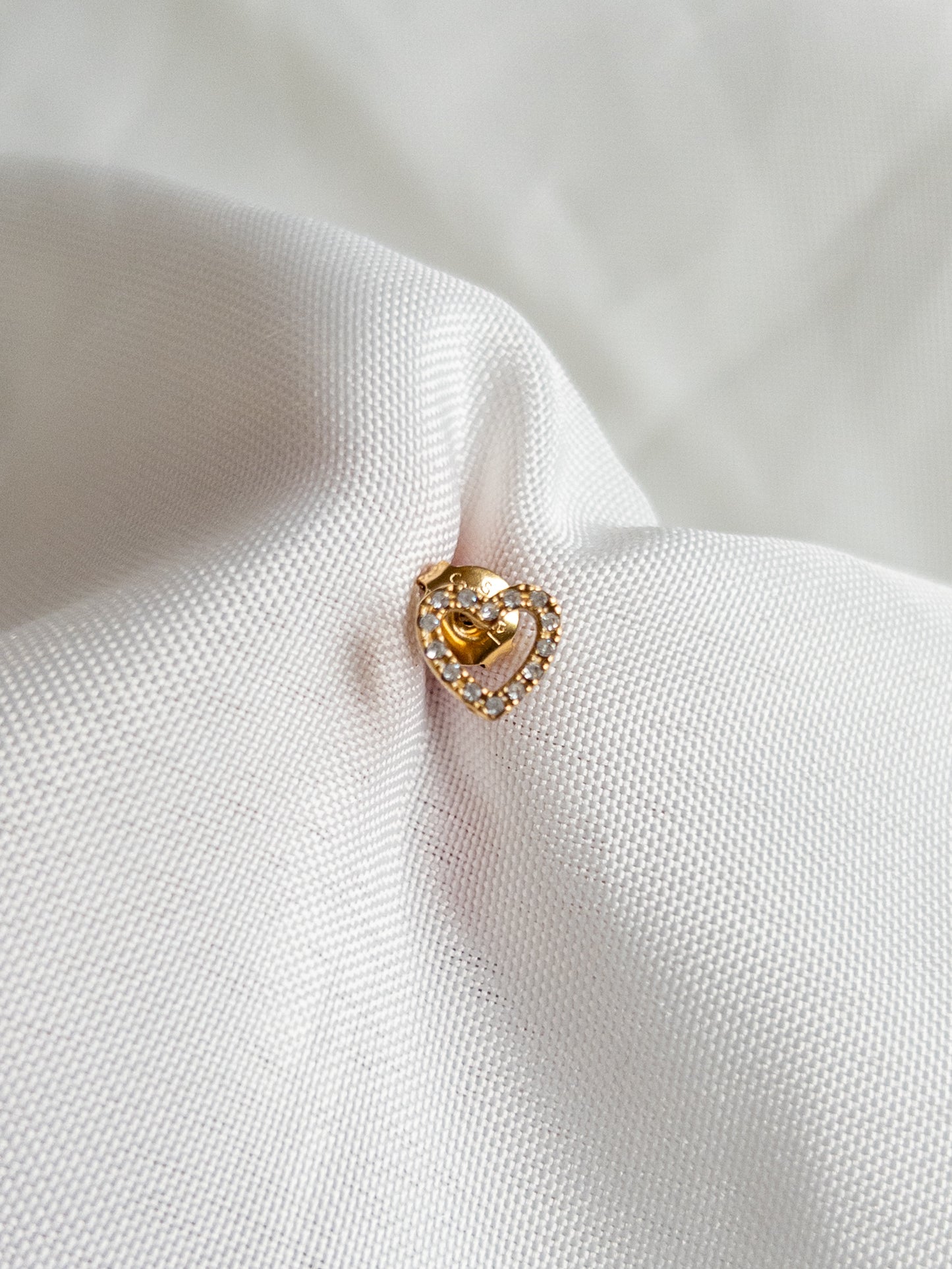 Crystal Heart Stud Gold