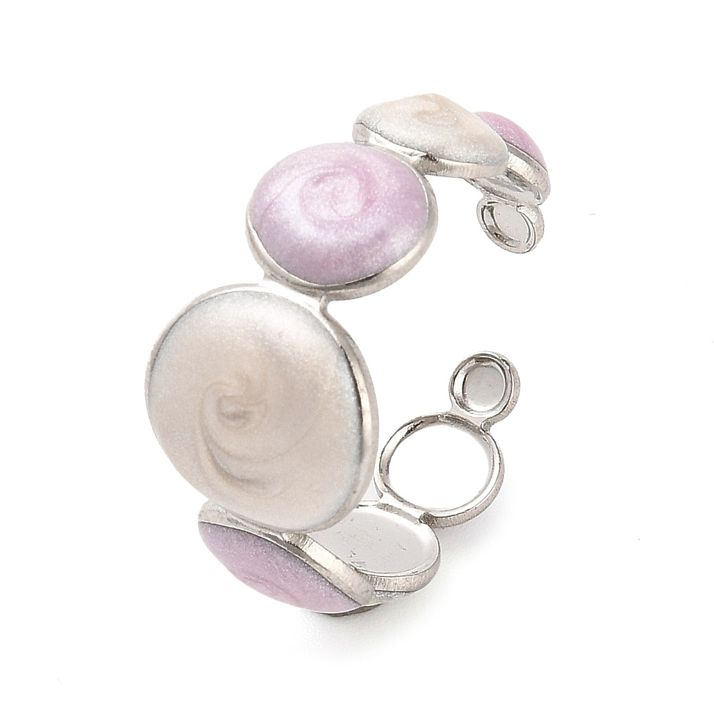 Pink & White Enamel Ring