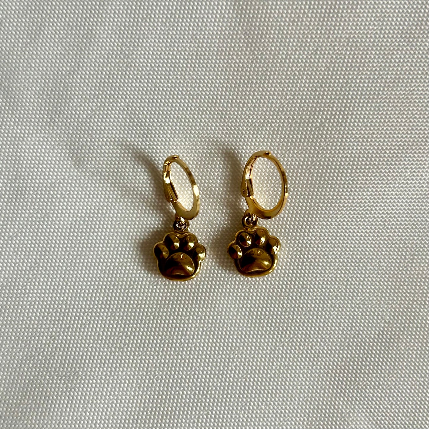 gold pet paw earrings