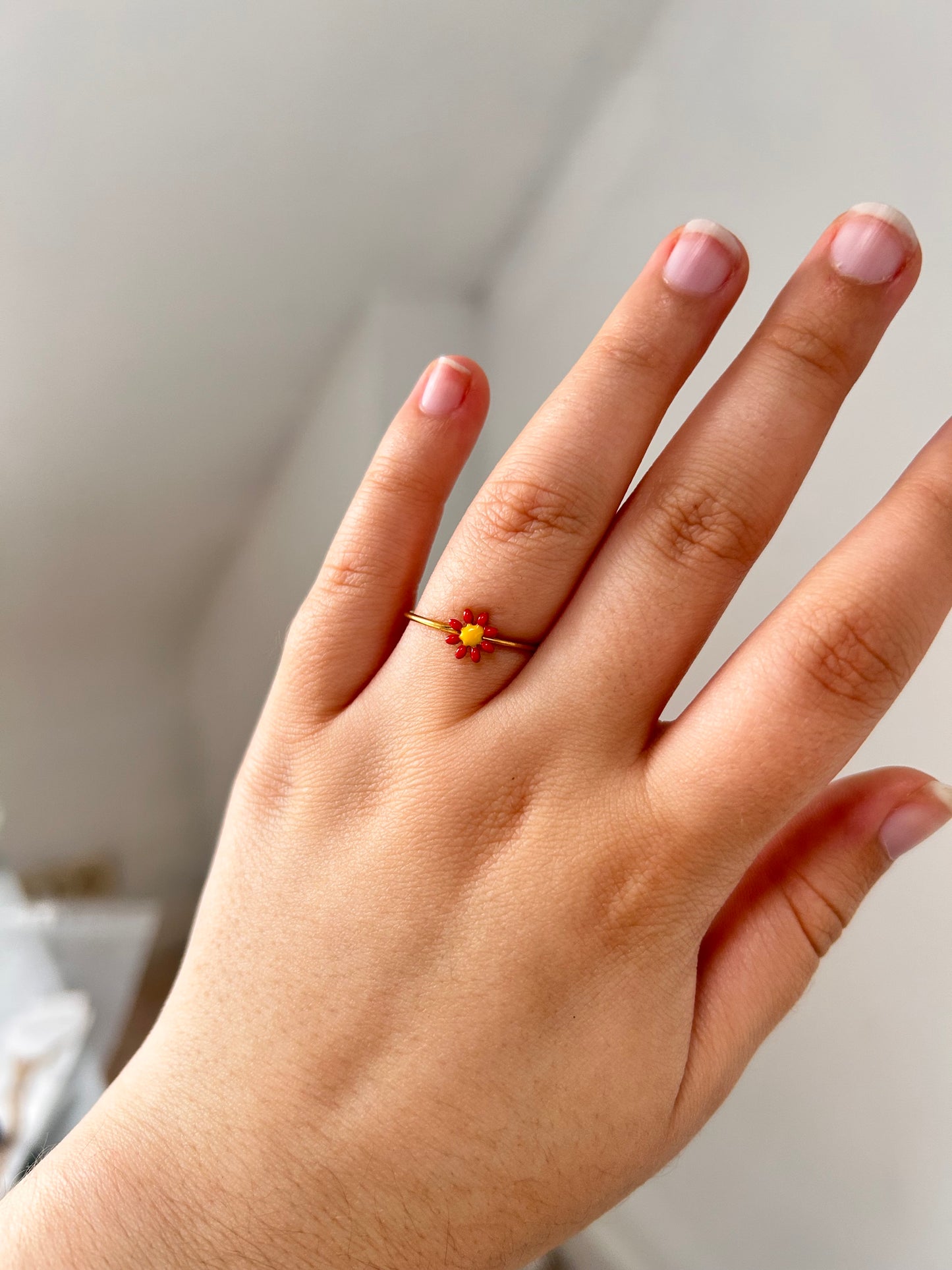 Mini Red Flower Ring