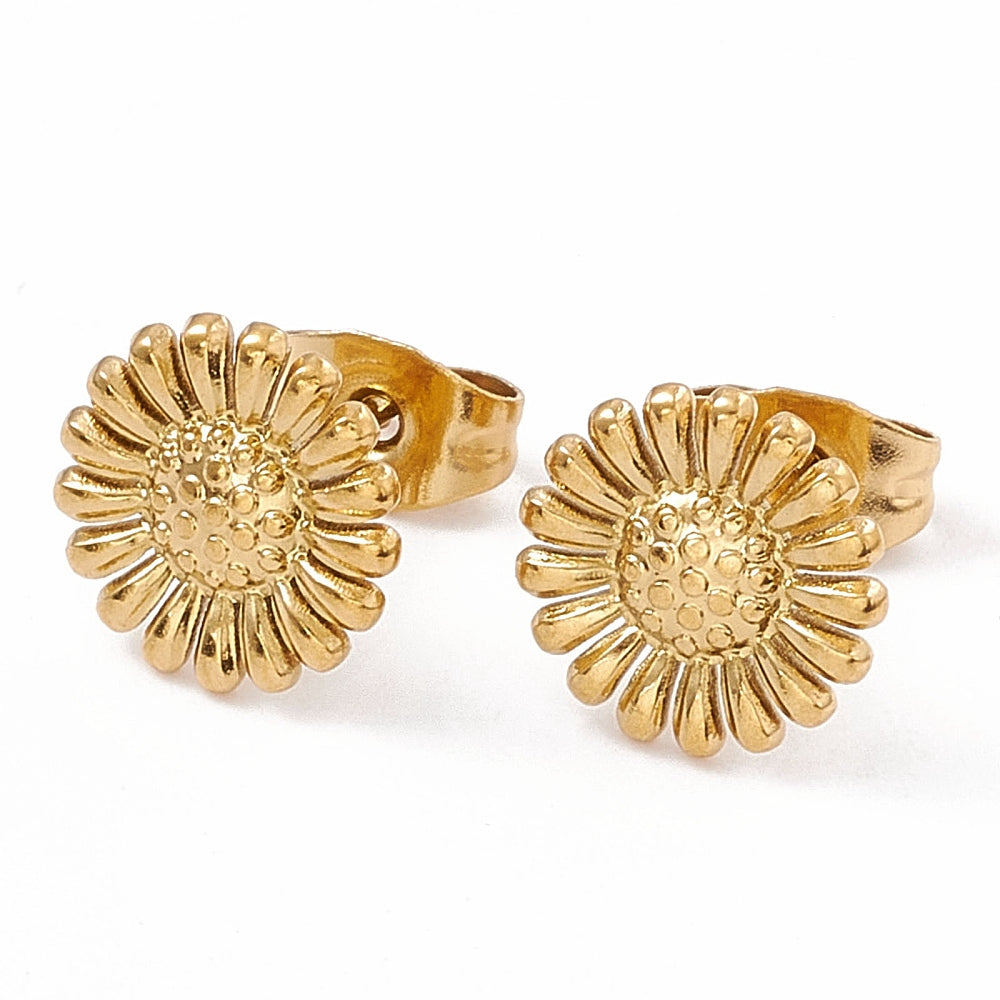 gold sunflower studs