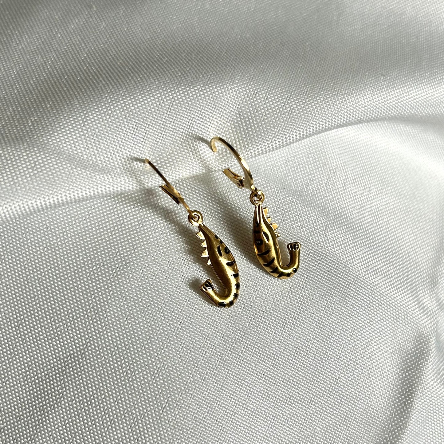 gold shrimp earrings