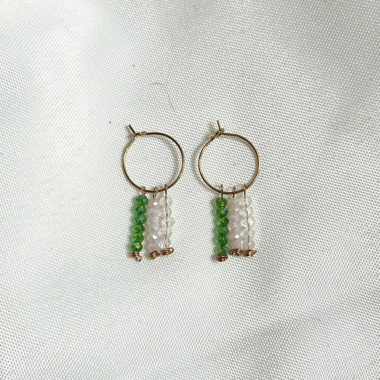 multicolor crystal hoops - handmade