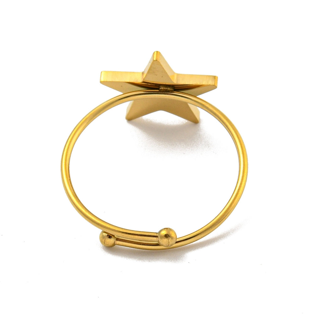 adjustable gold star ring