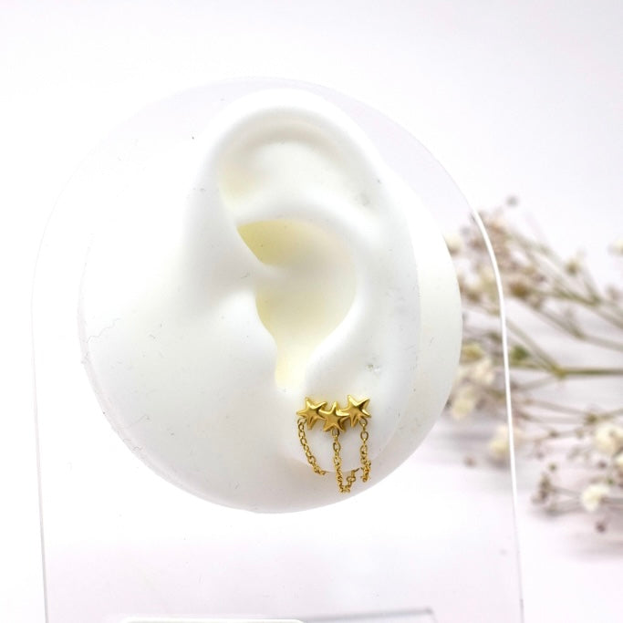 gold star chain stud