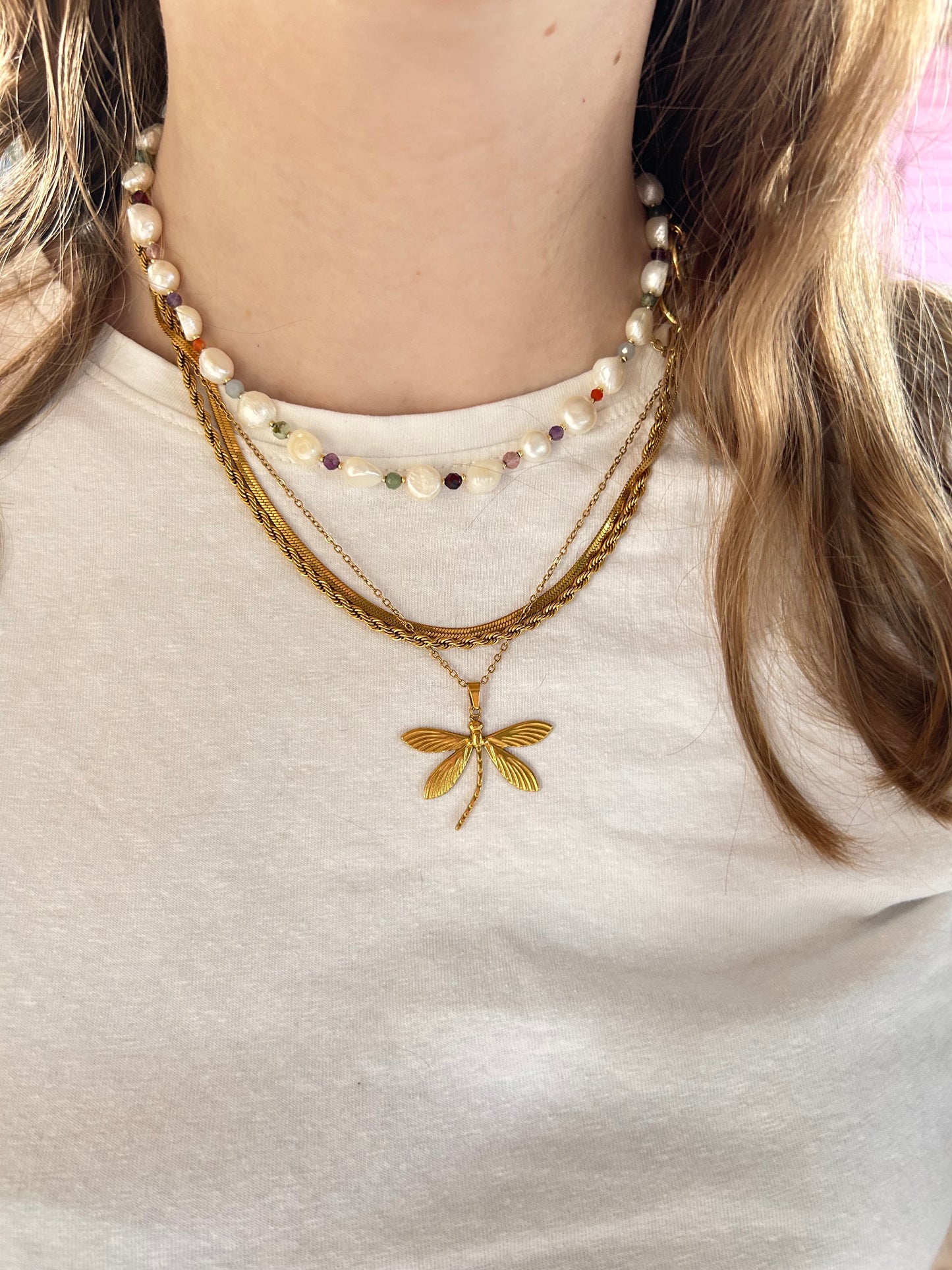 Dragonfly Necklace Gold