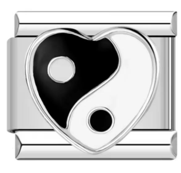 Yinyang Heart Italian Charm