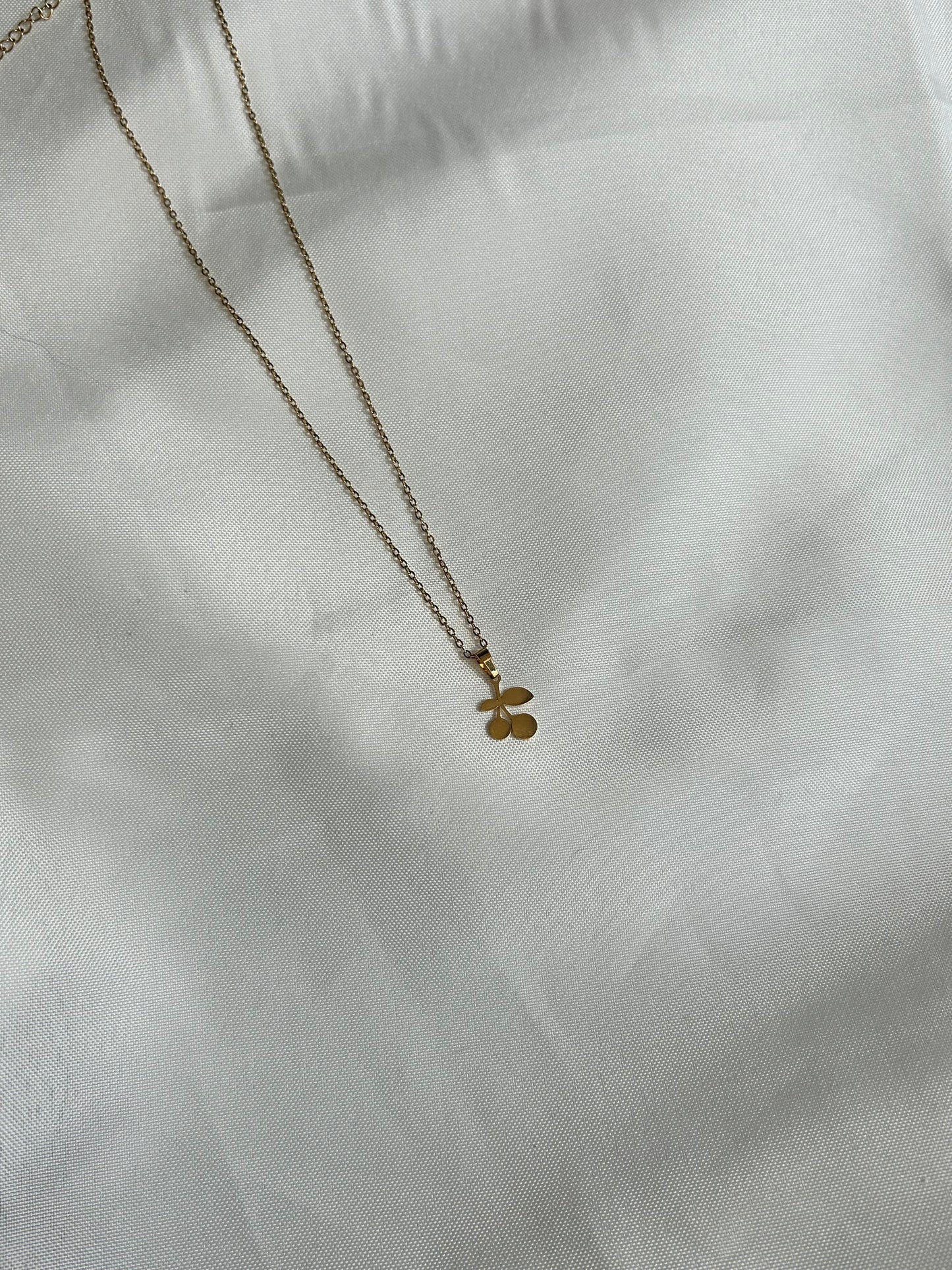 gold stainless steel cherry necklace