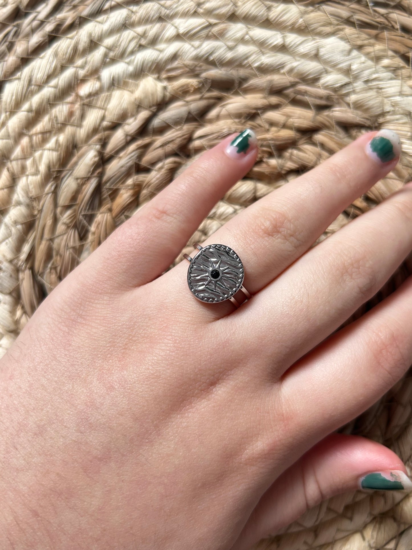 silver ring with bezel