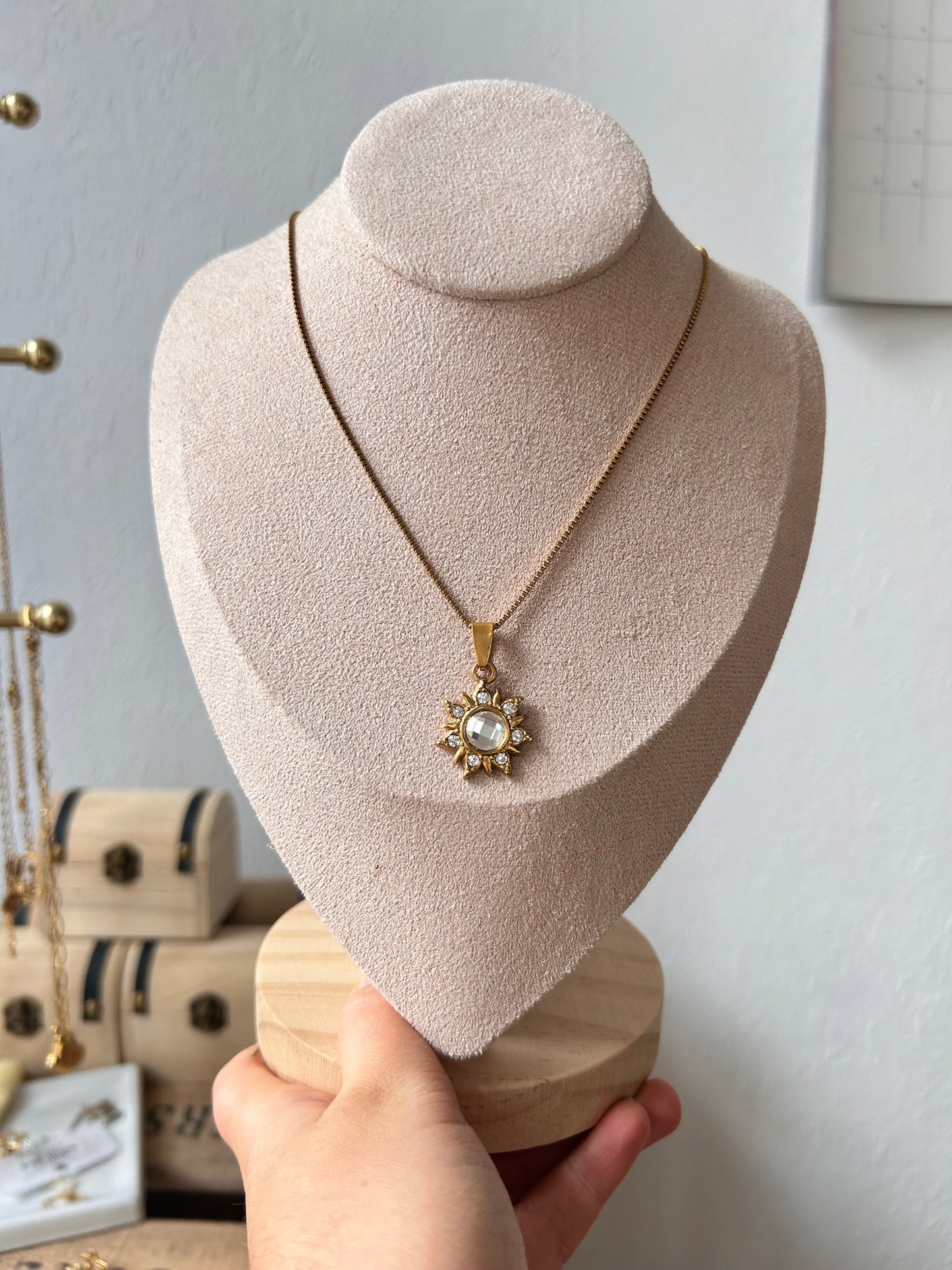 necklace with crystal sun