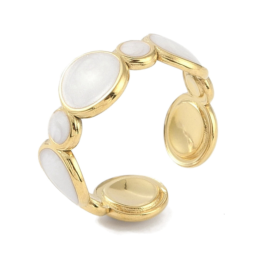 gold ring with white enamel