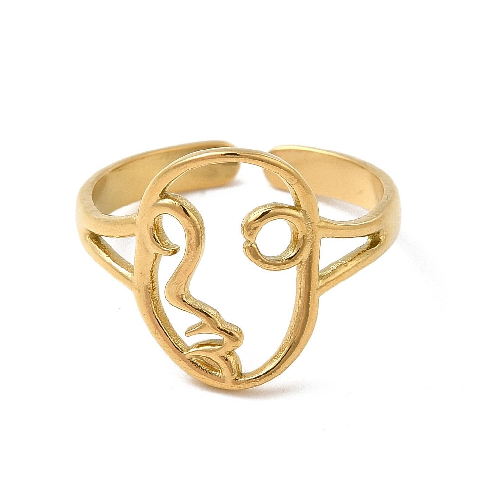 stainless steel ring with face design
