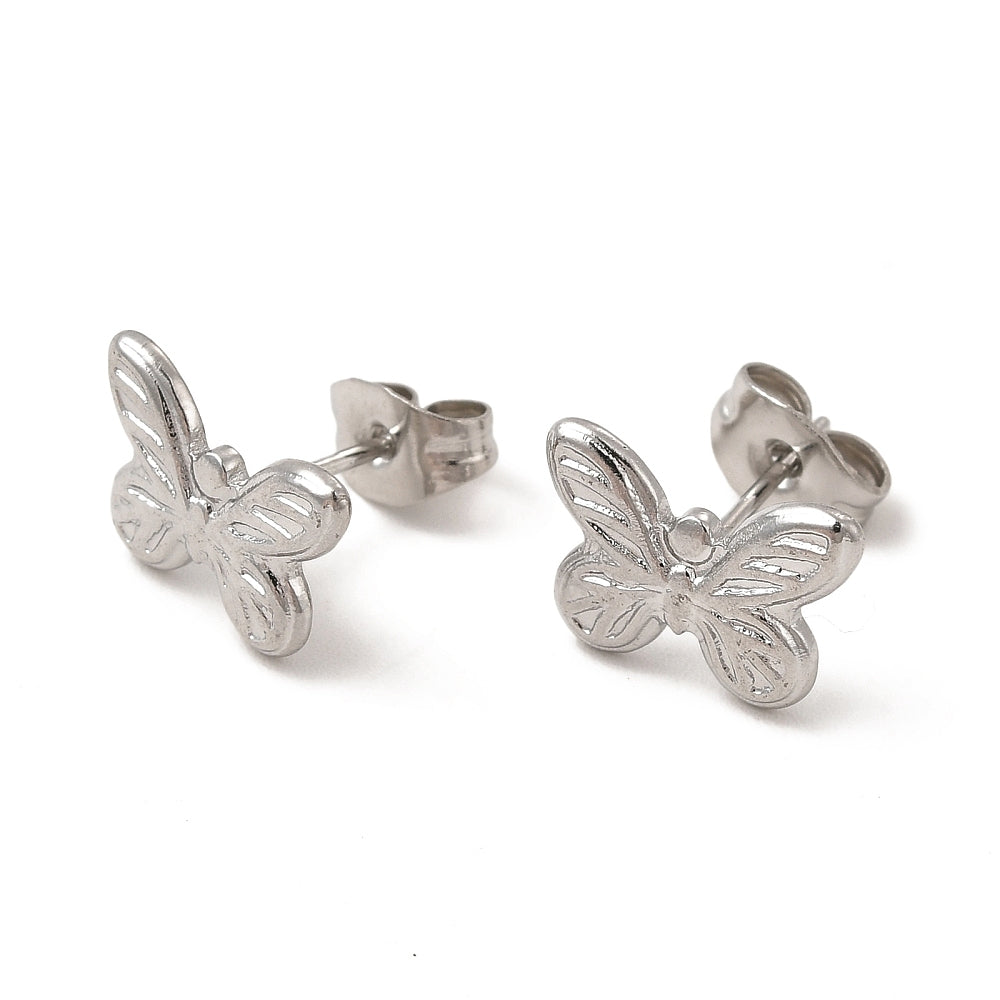 silver butterfly studs that don't discolor