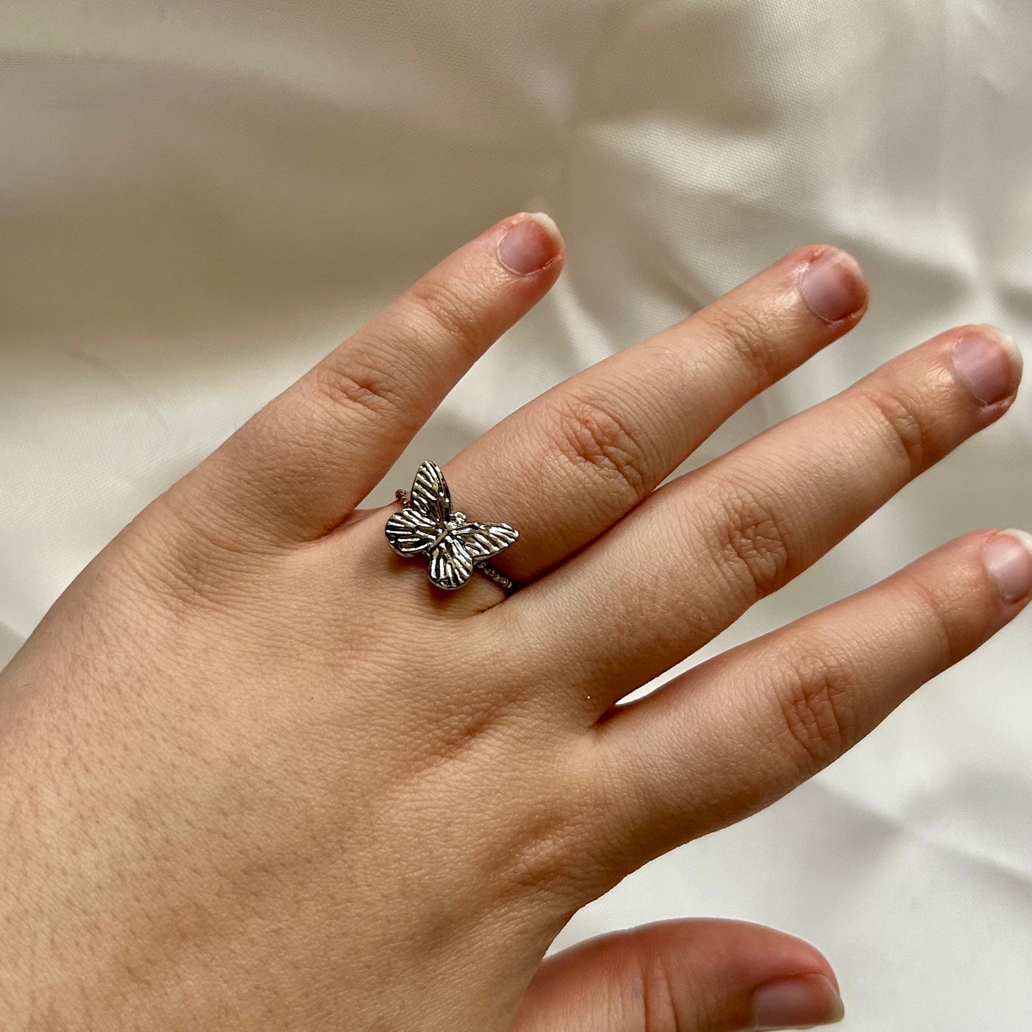 small butterfly ring in silver