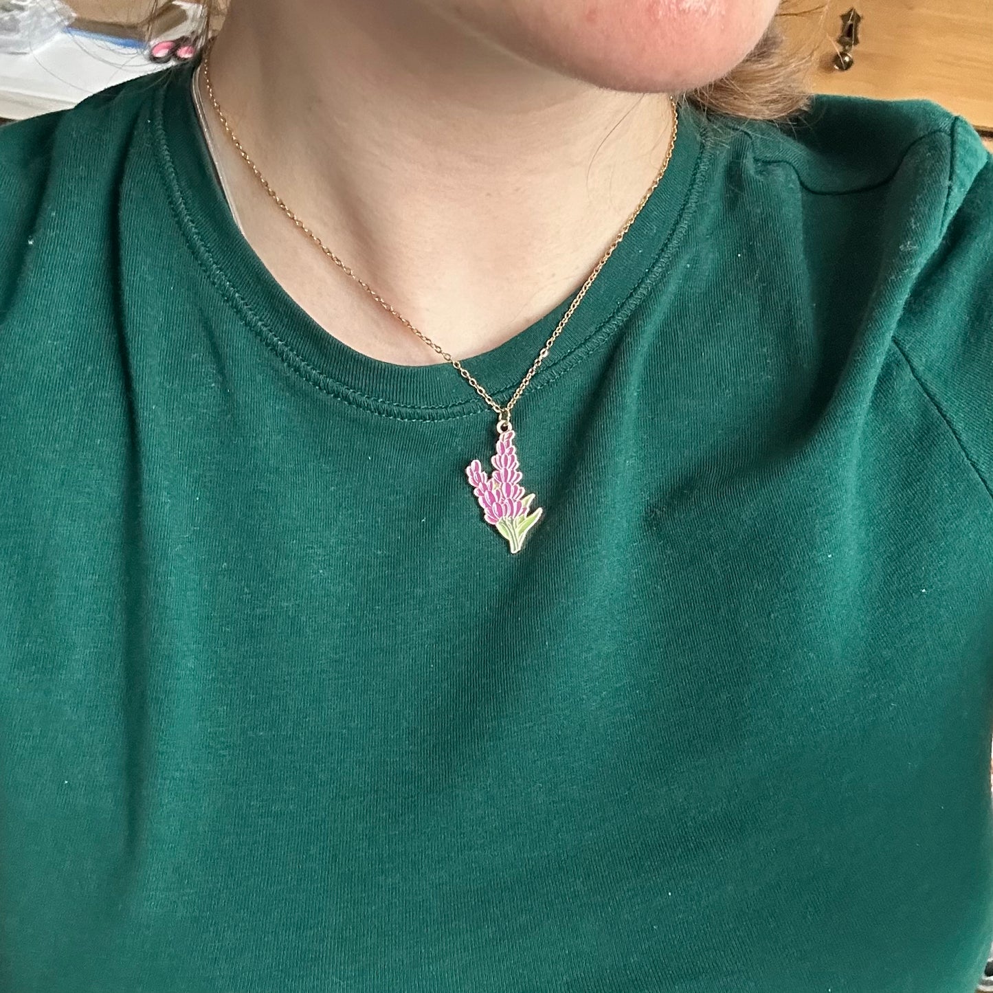 necklace with lavender charm