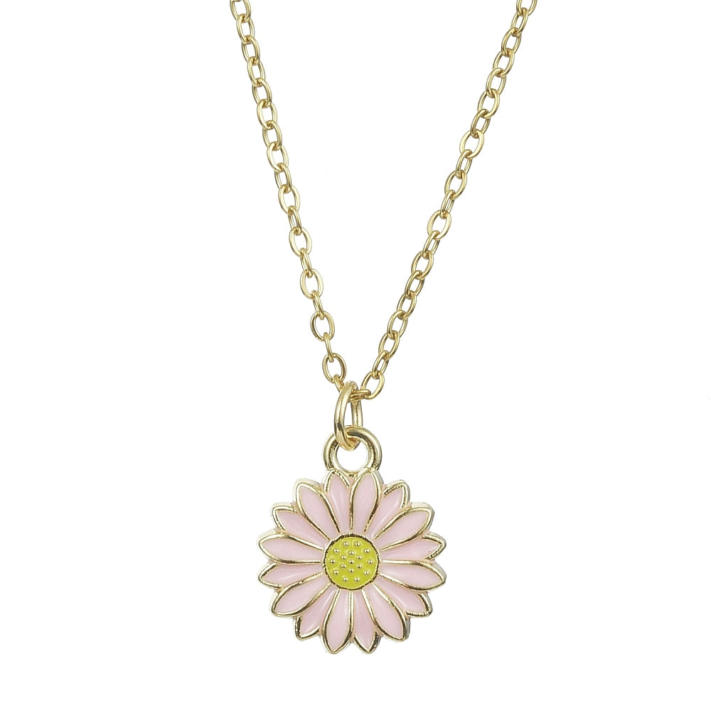 Colorful Flower Necklace Gold