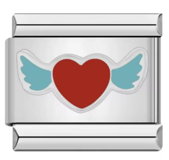 Flying Heart Italian Charm