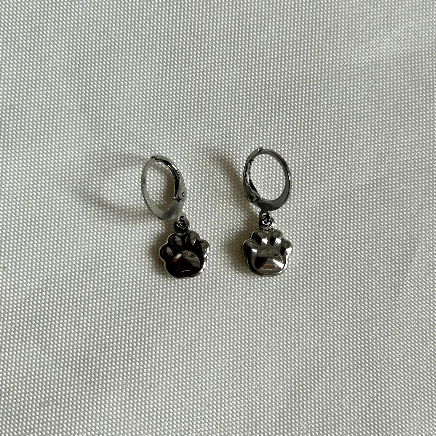 silver pet paw earrings