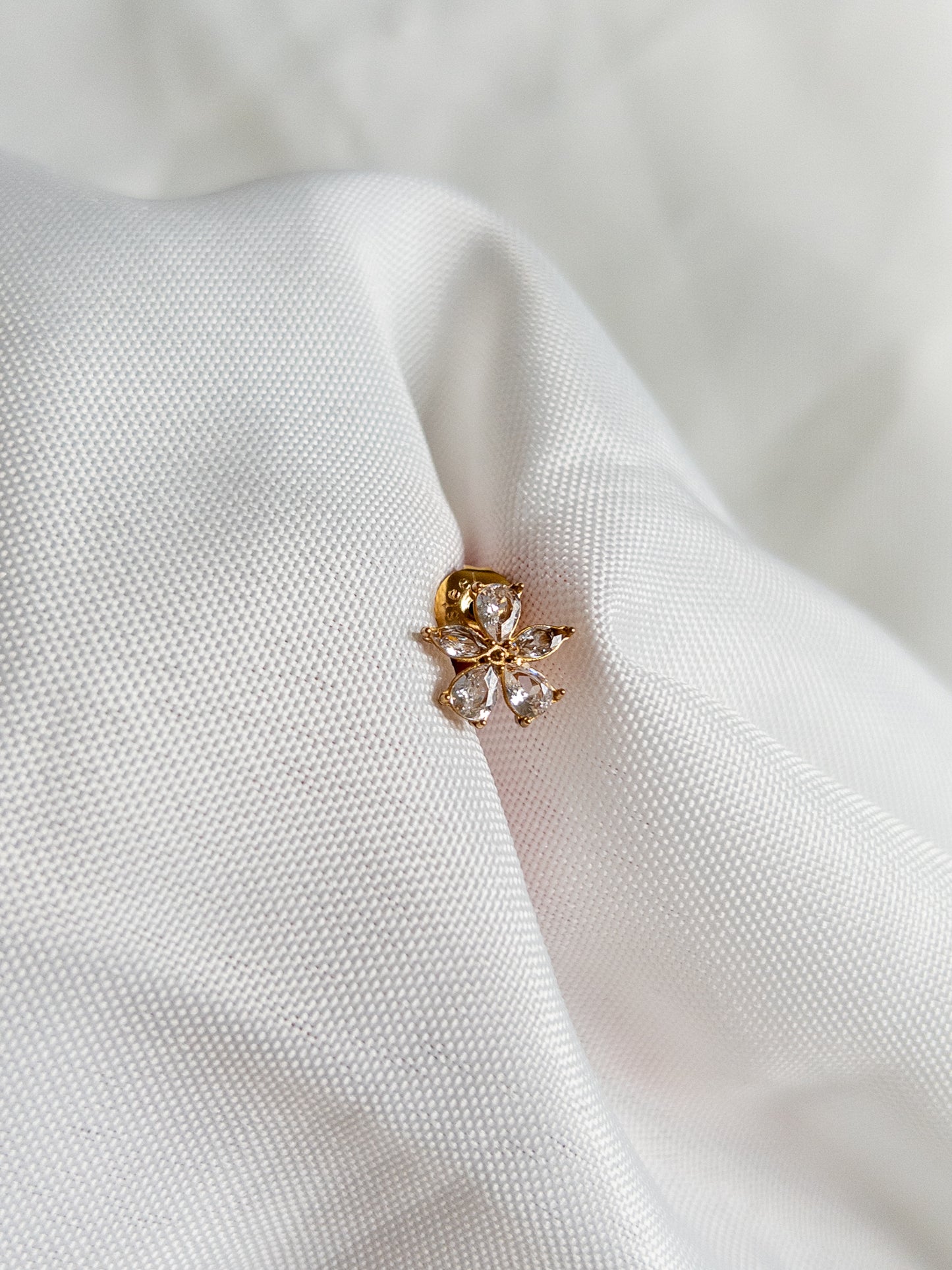 Crystal Flower Stud Gold