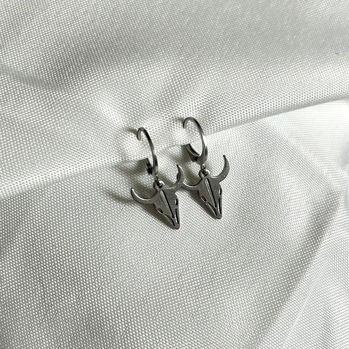bull earrings in silver