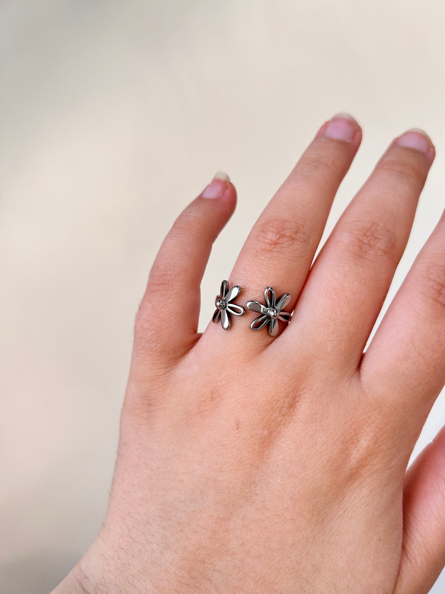 Double Flower Ring Gold