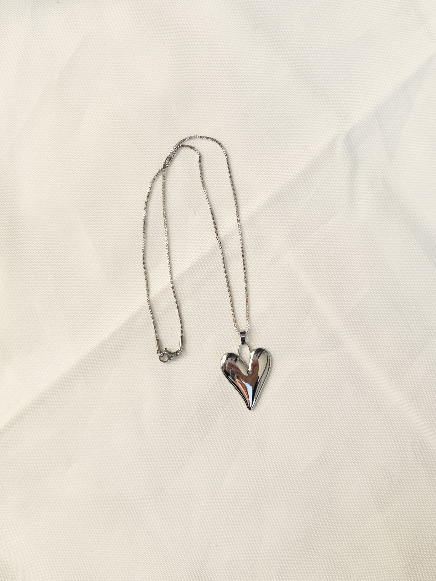 Necklace with big silver heart