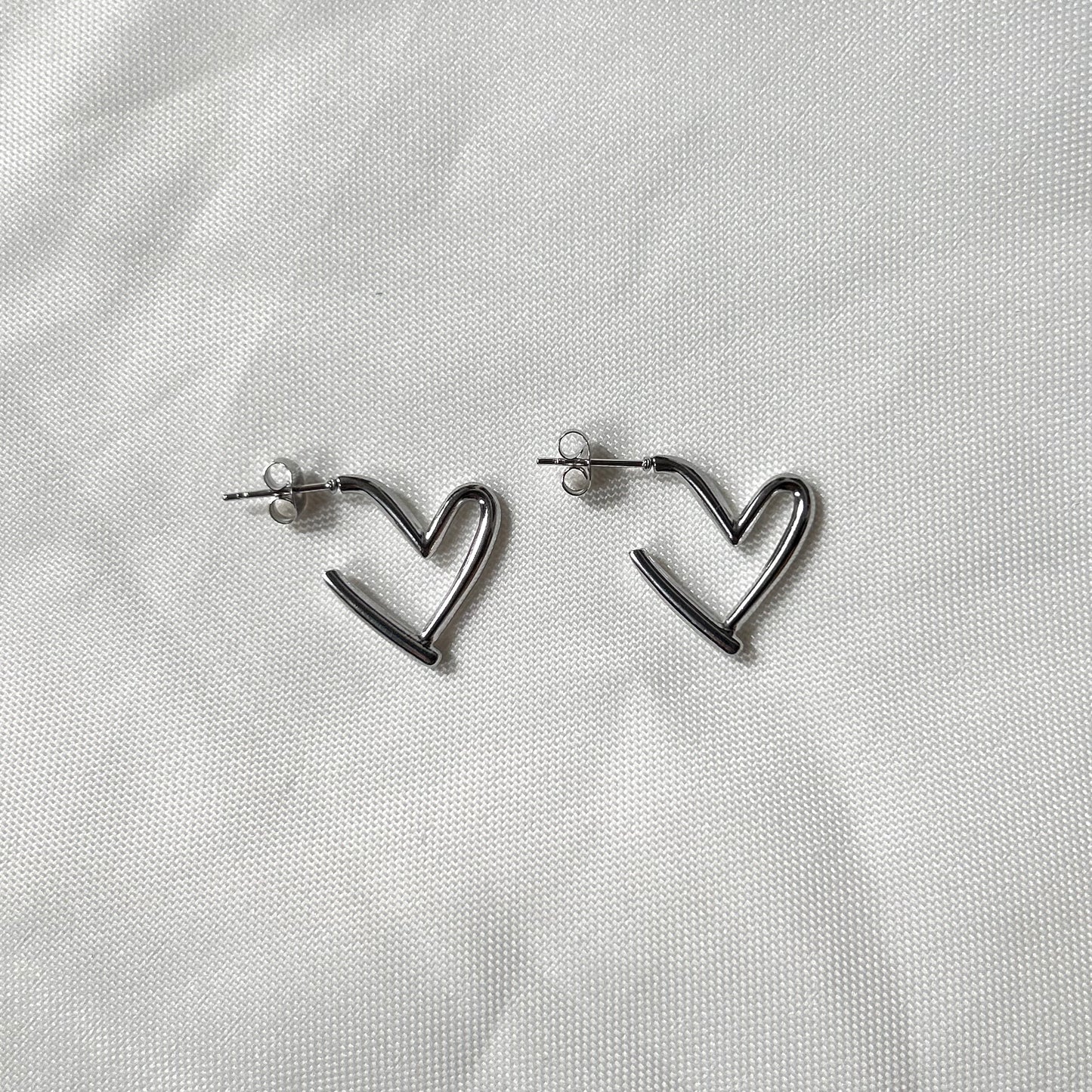 silver heart studs