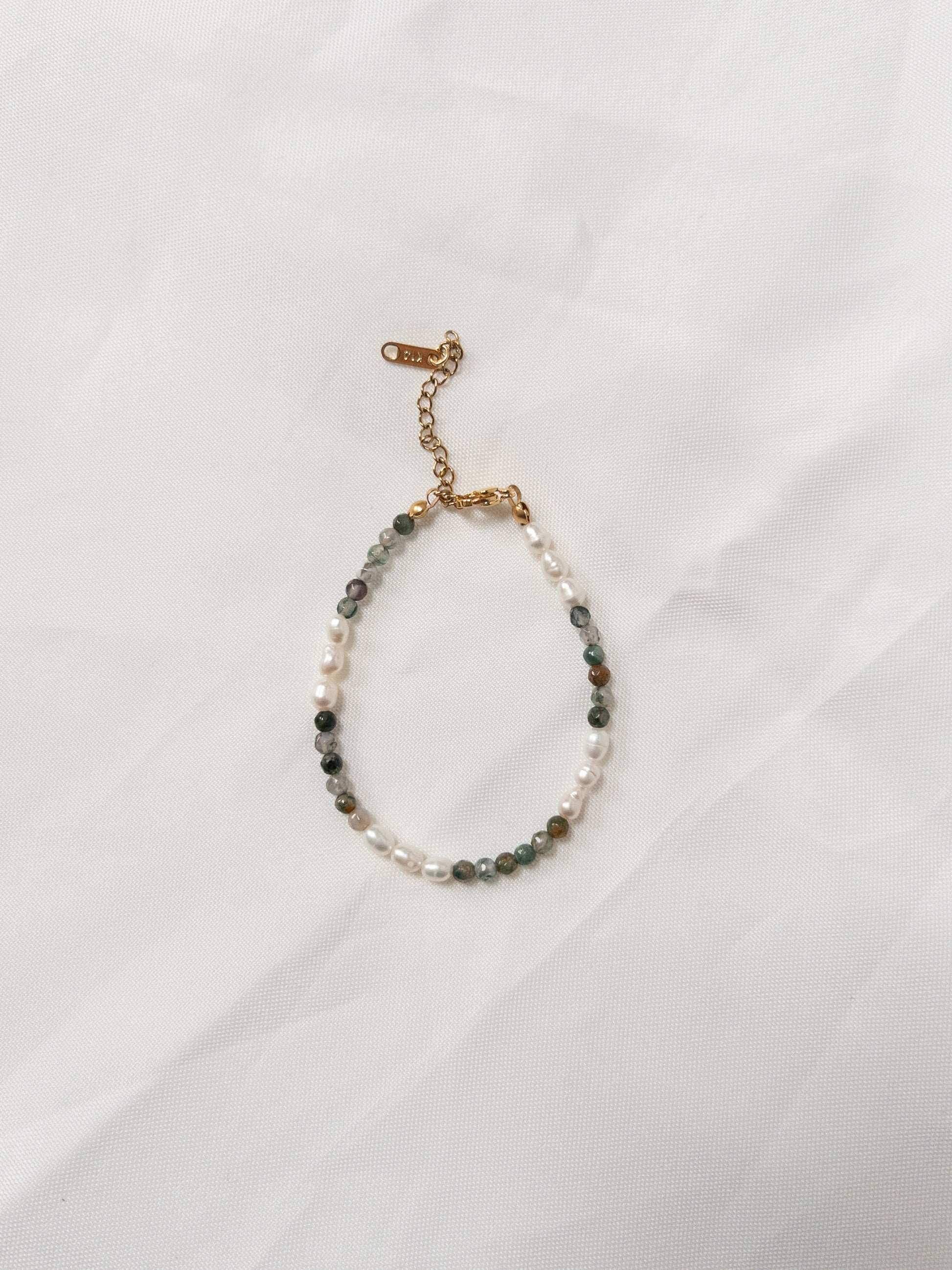 Moss agate pearl bracelet