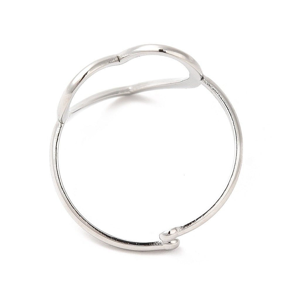 adjustable silver heart ring