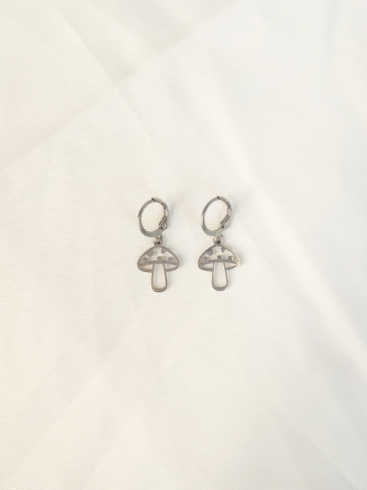 Silver mushroom earrings