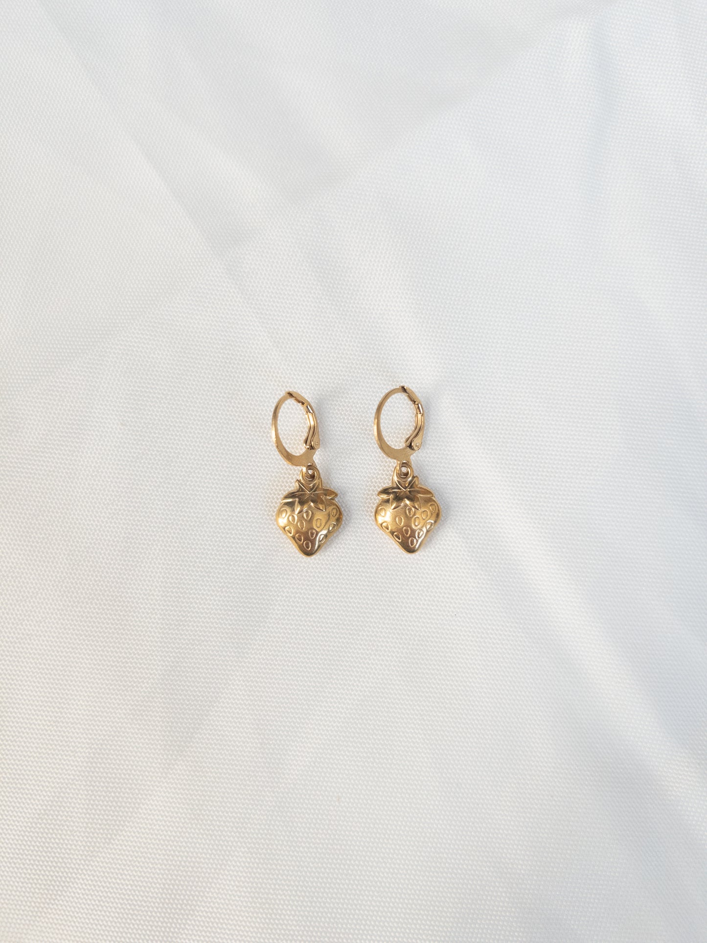 Gold strawberry earrings