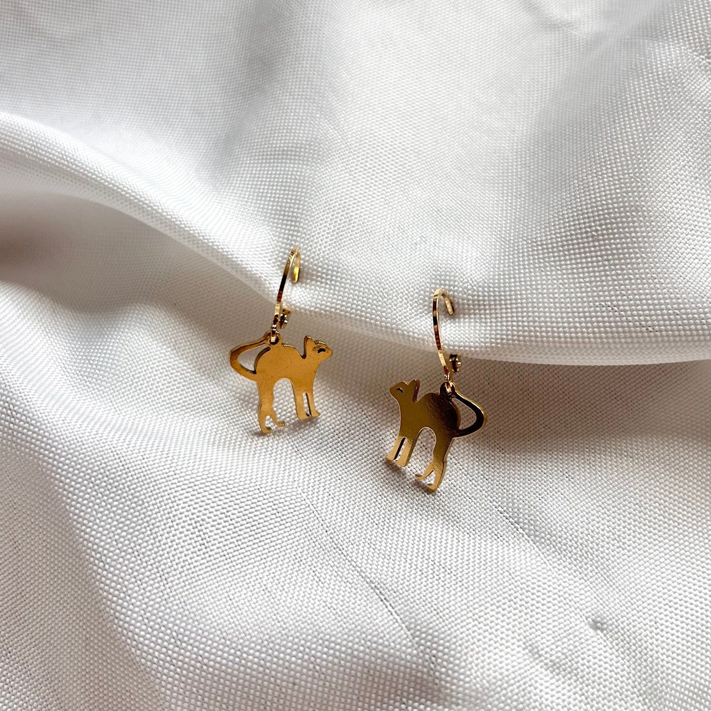 gold earrings with cats