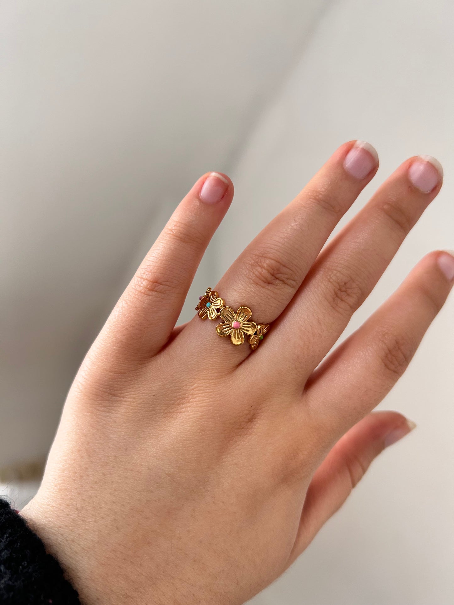 Colorful Flower Ring Gold
