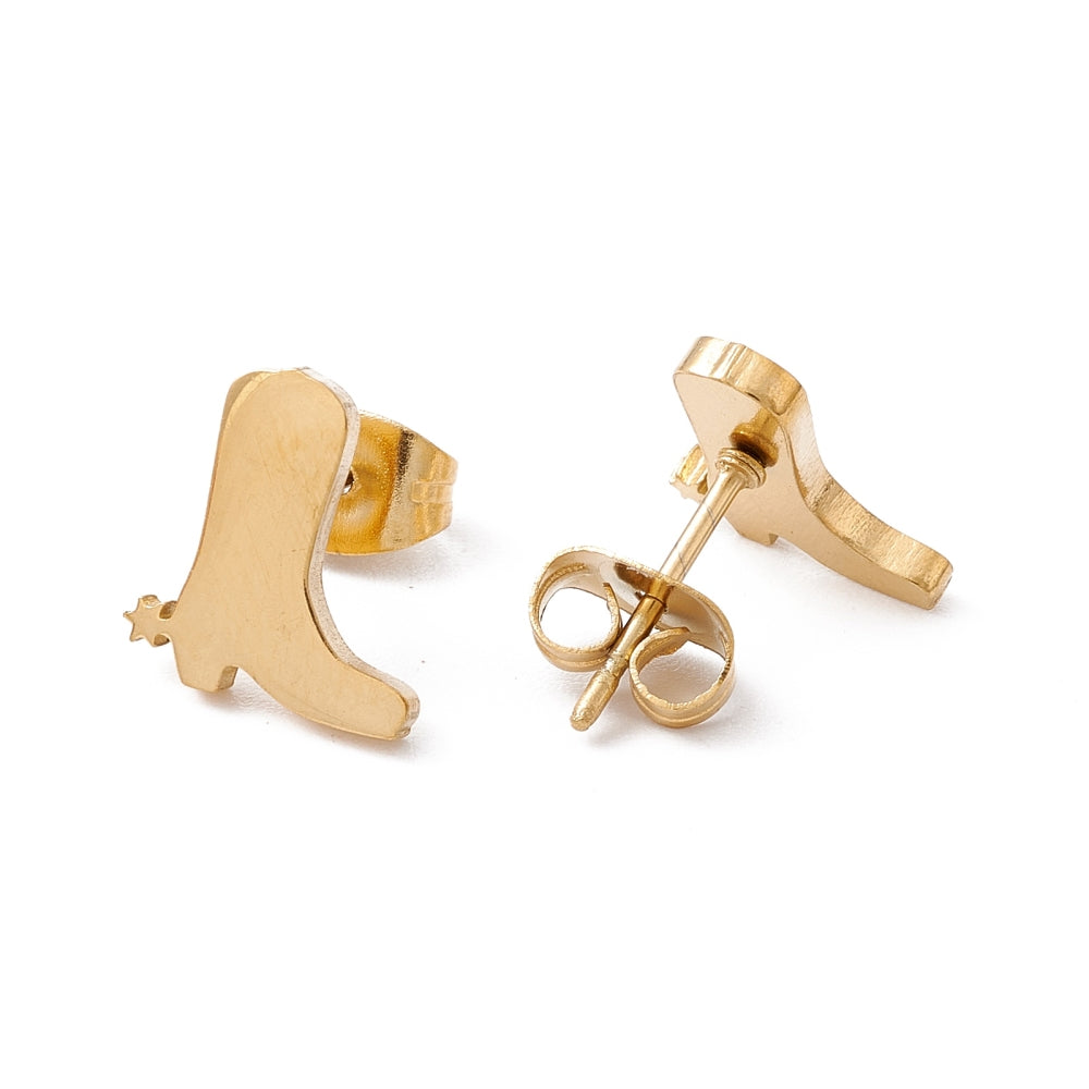 gold studs with cowboy boots