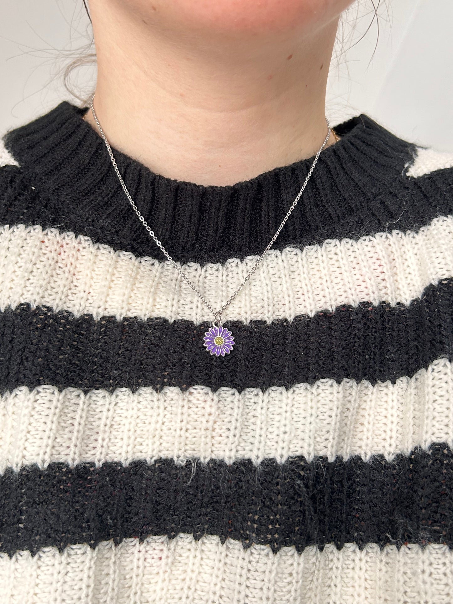 Colorful Flower Necklace Silver